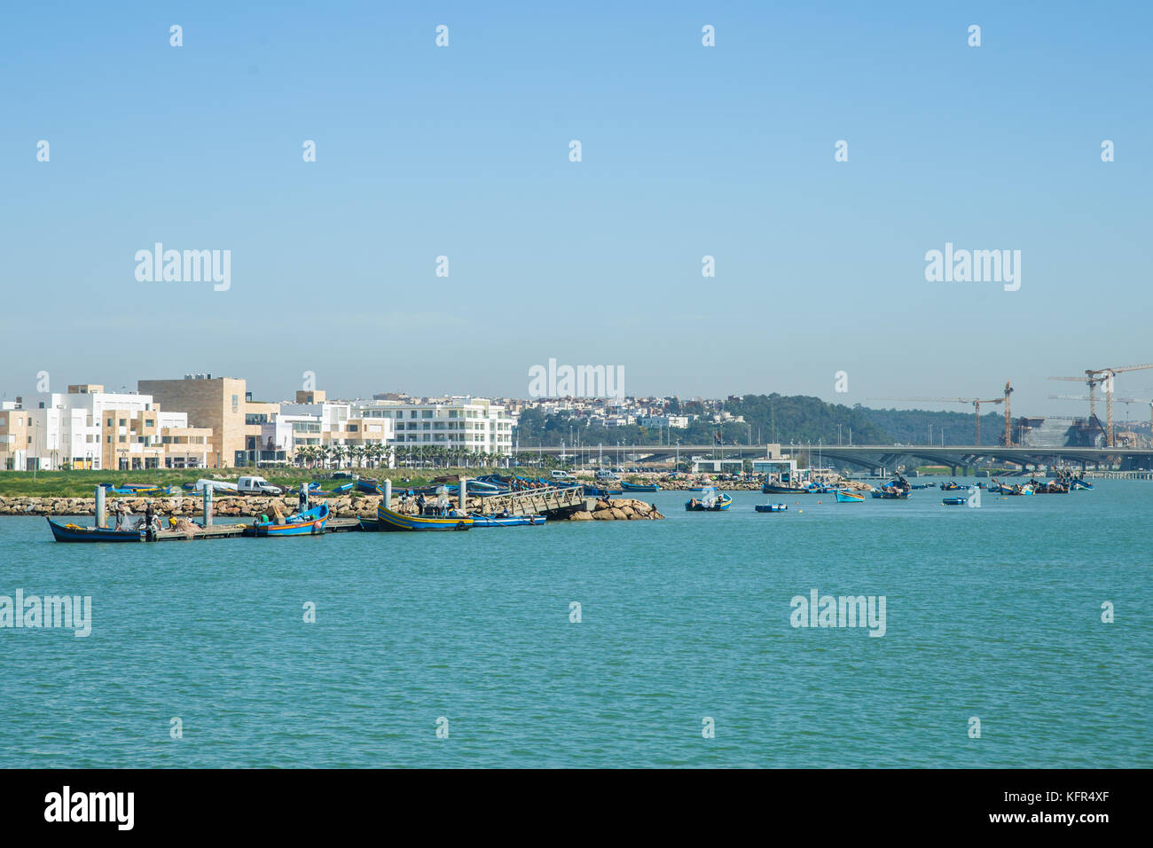 View from le dhow restaurant on sale marina, bouregreg river and projects Stock Photo