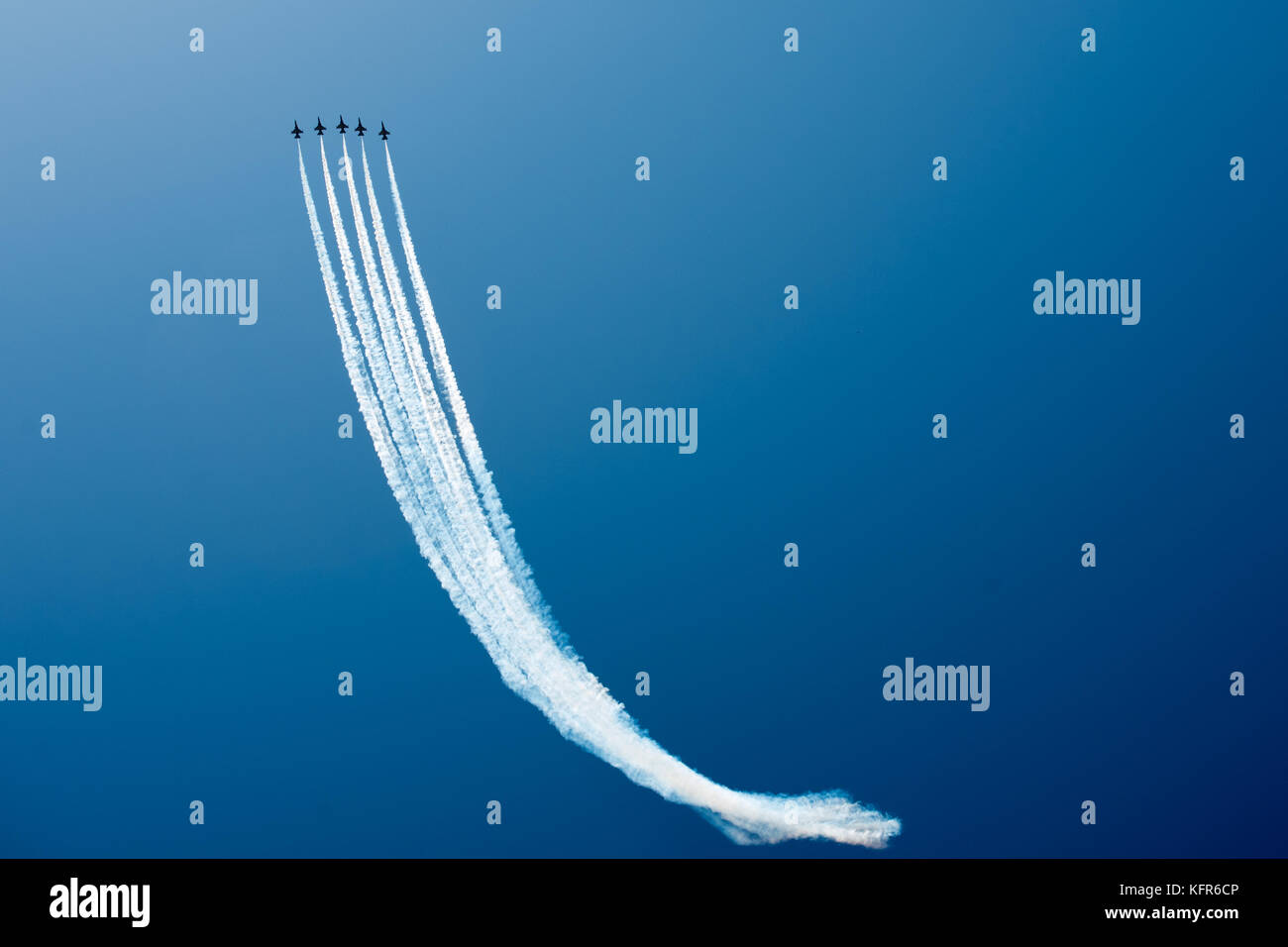 Airplanes on airshow. Aerobatics Flying Display Stock Photo