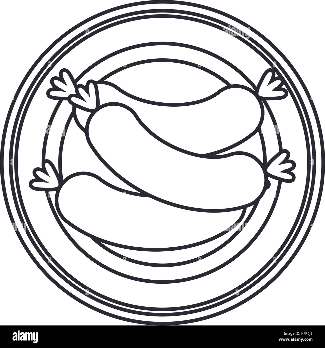 dish with delicious sausages vector illustration design Stock Vector