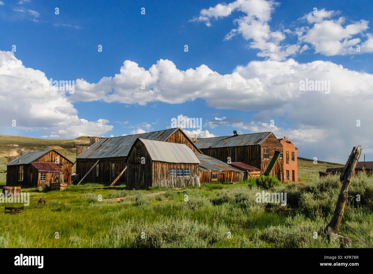 Ruined Houses in an American Ghost Town Stock Photo