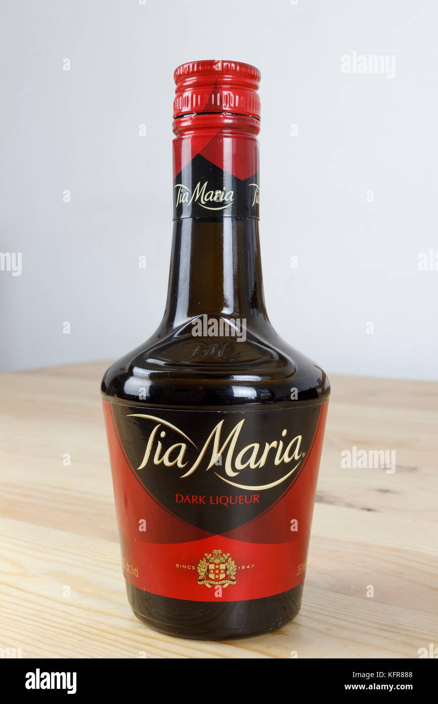 Bottle of Tia Maria liqueur on a table Stock Photo Alamy