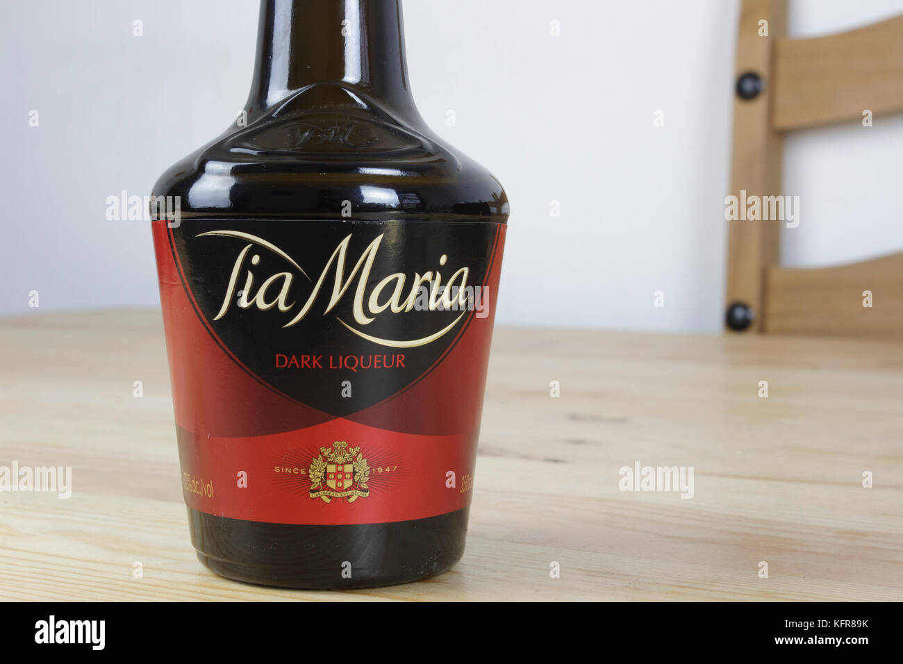 Bottle of Tia Maria liqueur on a table Stock Photo Alamy