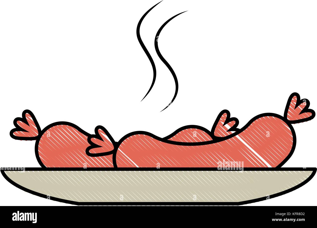 dish with delicious sausages vector illustration design Stock Vector