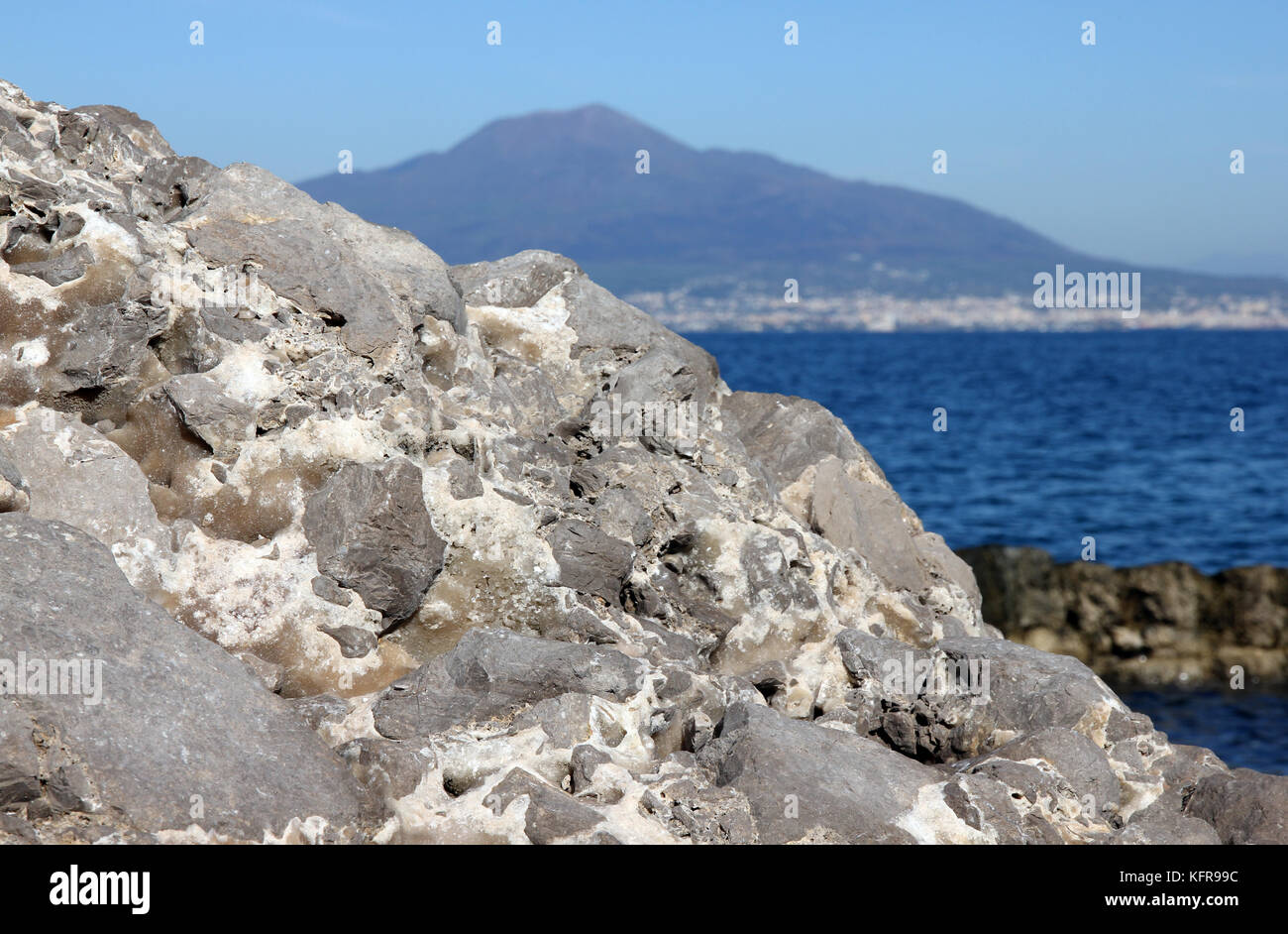 volcanic breccia rock Bay of Naples Italy Stock Photo