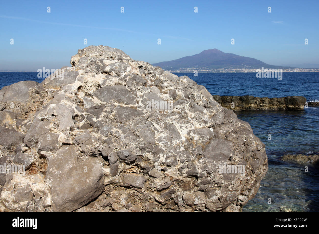 volcanic breccia rock Bay of Naples Italy Stock Photo