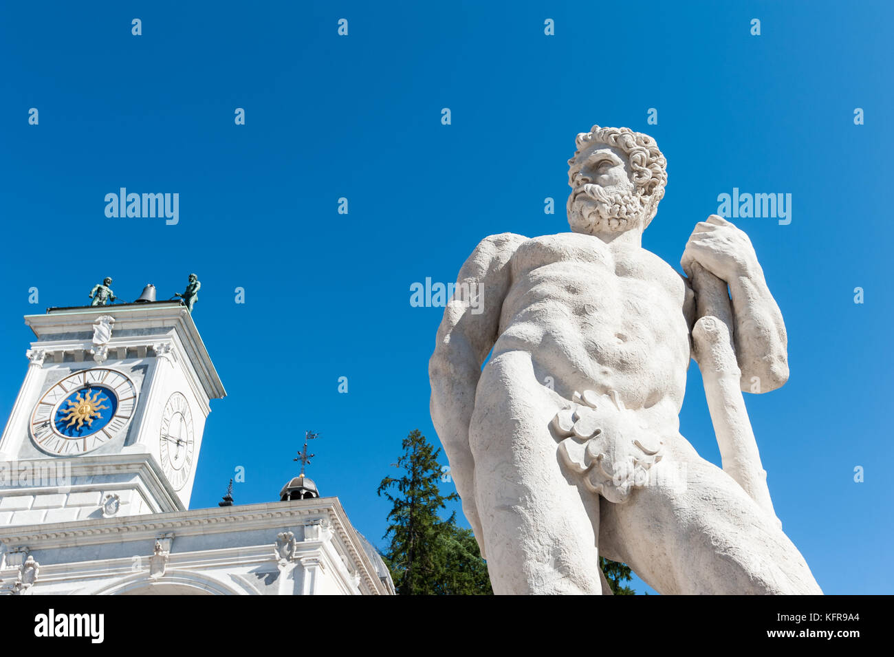 Statue of the 16 century. Statue of Hercules. Medieval art. Udine,Italy Stock Photo