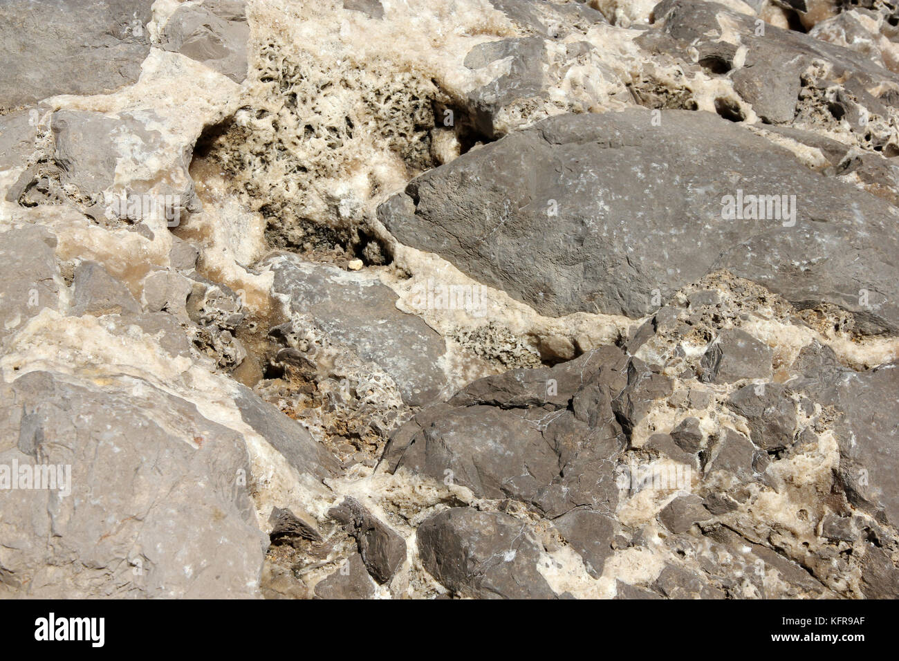 volcanic breccia rock Bay of Naples Italyquartzite Stock Photo