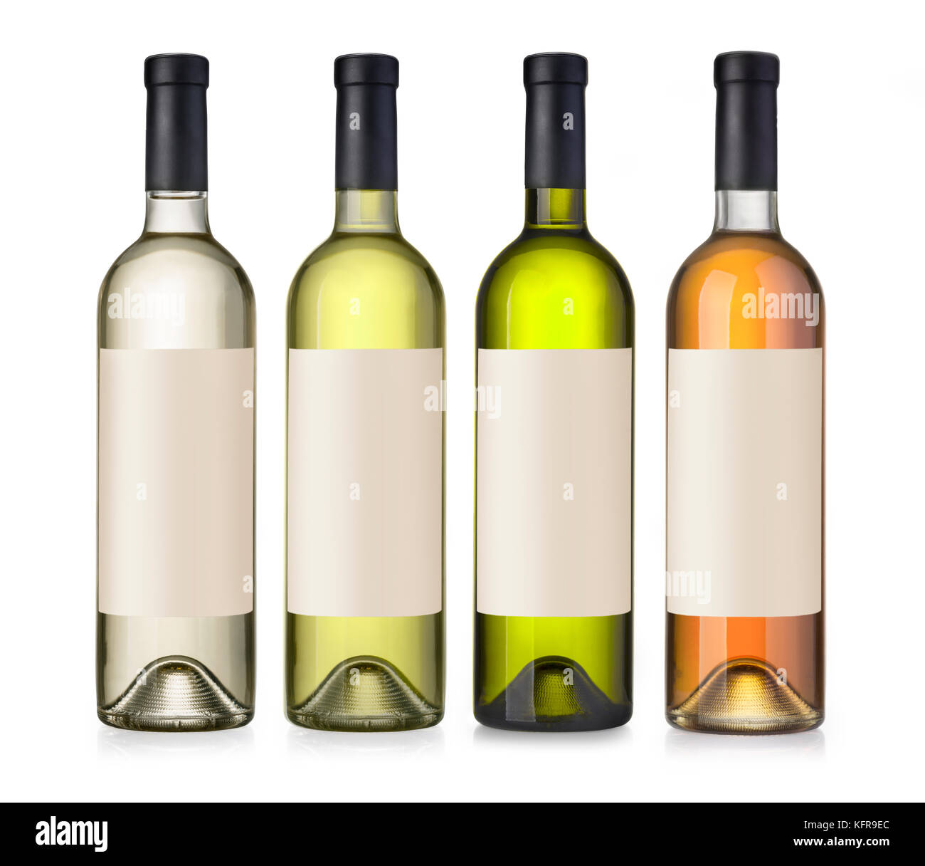 Set of white, rose, and red wine bottles.isolated on white background ...