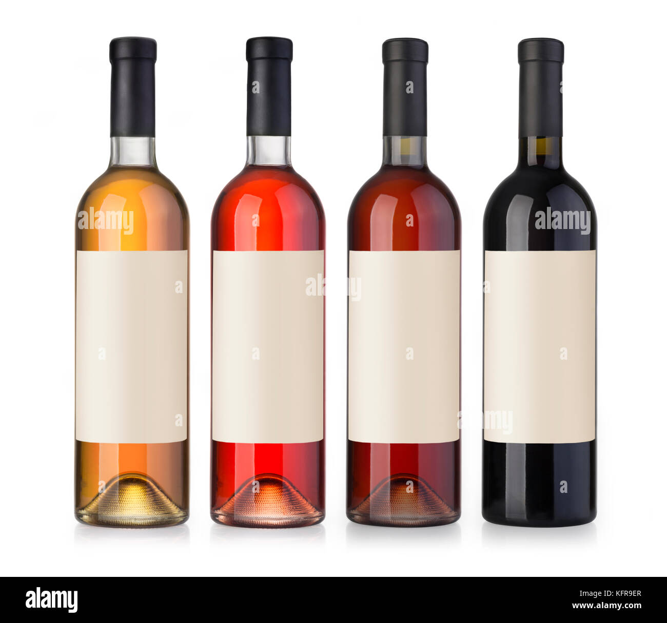 Set of white, rose, and red wine bottles.isolated on white background ...
