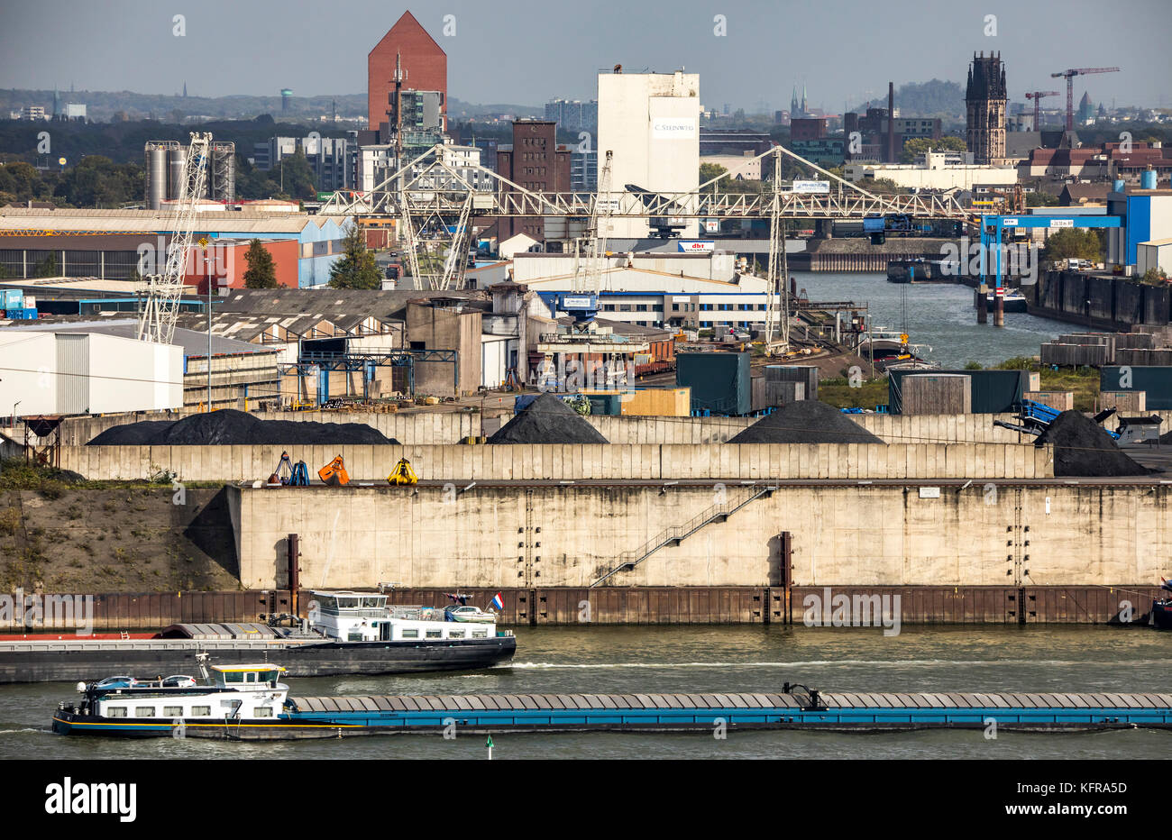 Duisburg ports, Rheinkai Nord, outer harbor, in the background the