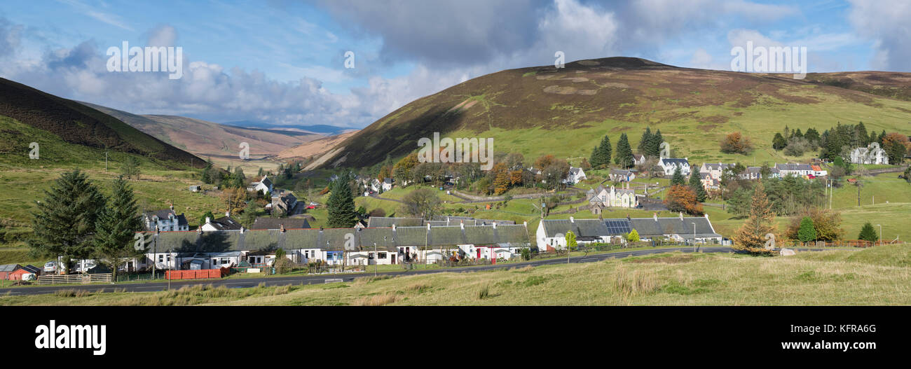 Wanlockhead, Scotlands highest village. Dumfries and Galloway, Scottish borders, Scotland. Panoramic Stock Photo