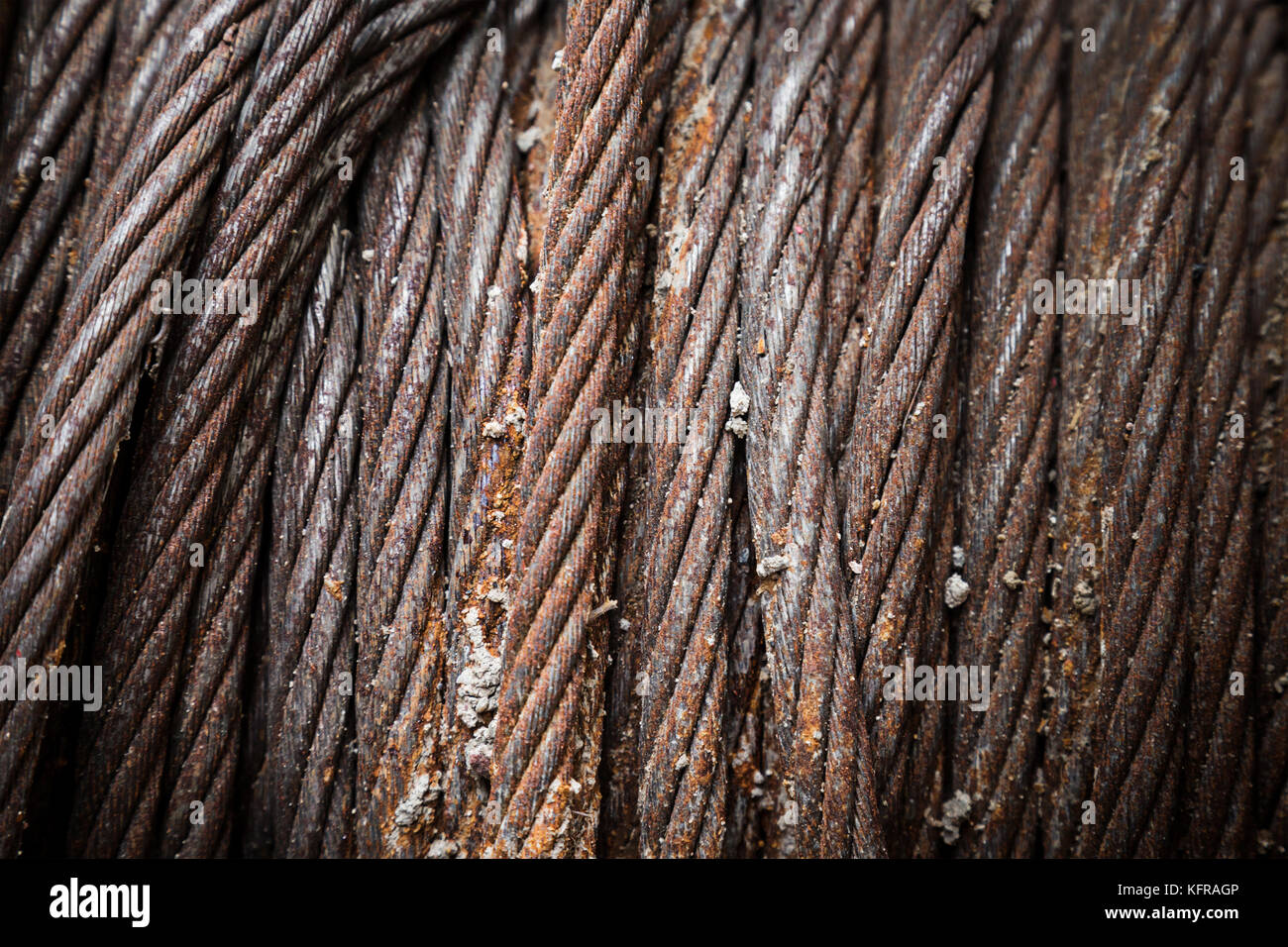 rusty steel wire rope sling roll. industrial and construction