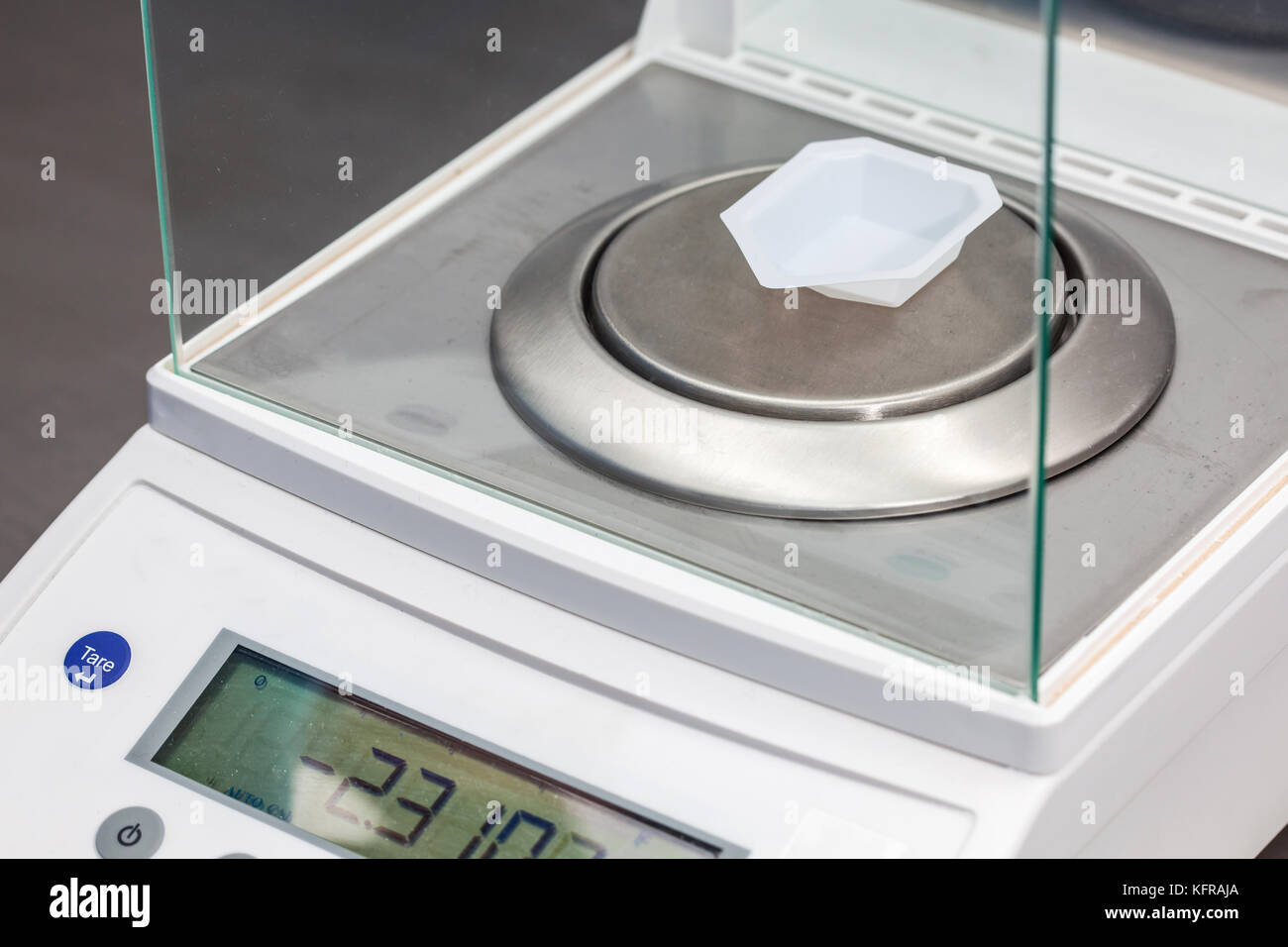 Close up of an alytical balance at laboratory - Stock Image