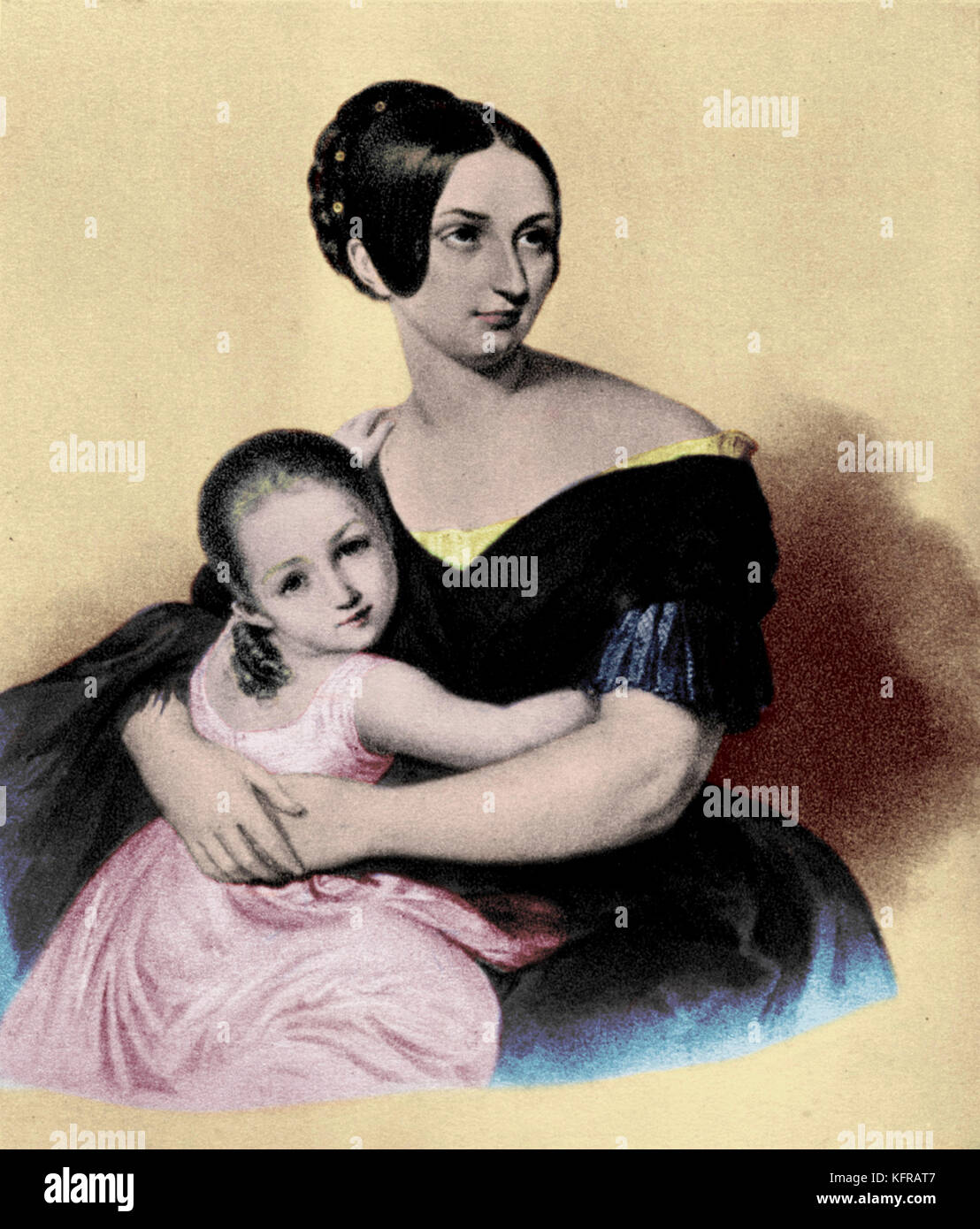 Caroline von Sayn Wittgenstein portrait with her daughter Marie. (Was for many years the mistress of Liszt). Stock Photo