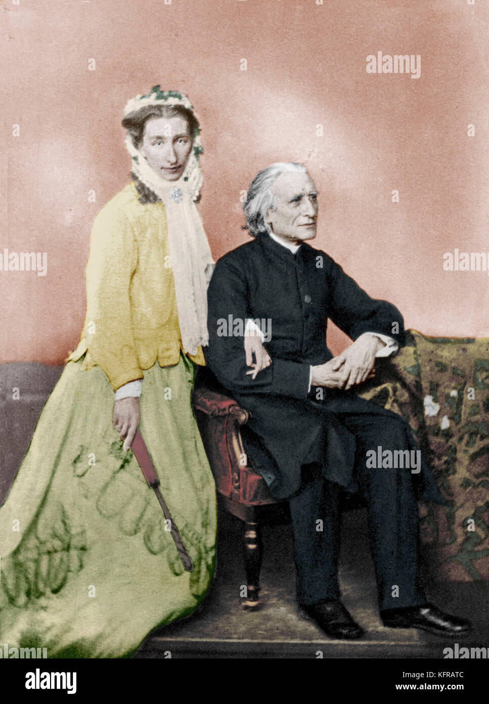 Liszt with his daughter Cosima von Bülow. Hungarian pianist and composer (1811-1886) Stock Photo