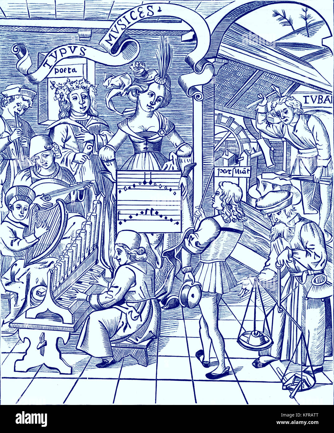 Personification of music, reproduced from an engraving from the