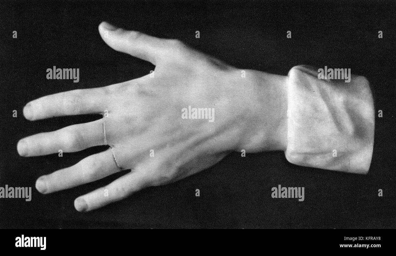 Franz Liszt 's left hand - sculpted in marble. Hungarian pianist and