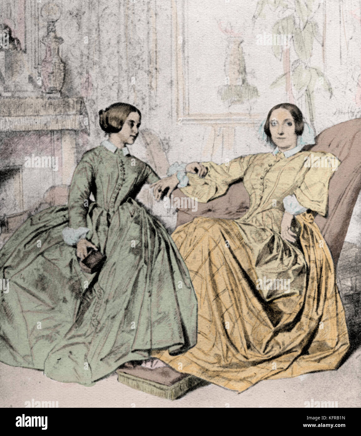 Countess Marie d'Agoult, with her daughter Claire Christine d'Agoult (the future Marquise of Charnacé). Romantically linked to Franz Liszt, Hungarian pianist and composer,  22 October 1811 - 31 July 1886. Stock Photo