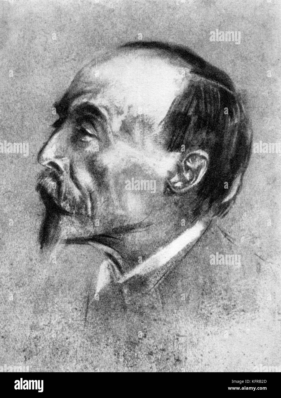Hans von Bulow, portrait .After a painting by Franz von Lenbach . German conductor, pianist, composer. 8 January 1830 – 12 February  1894 Stock Photo