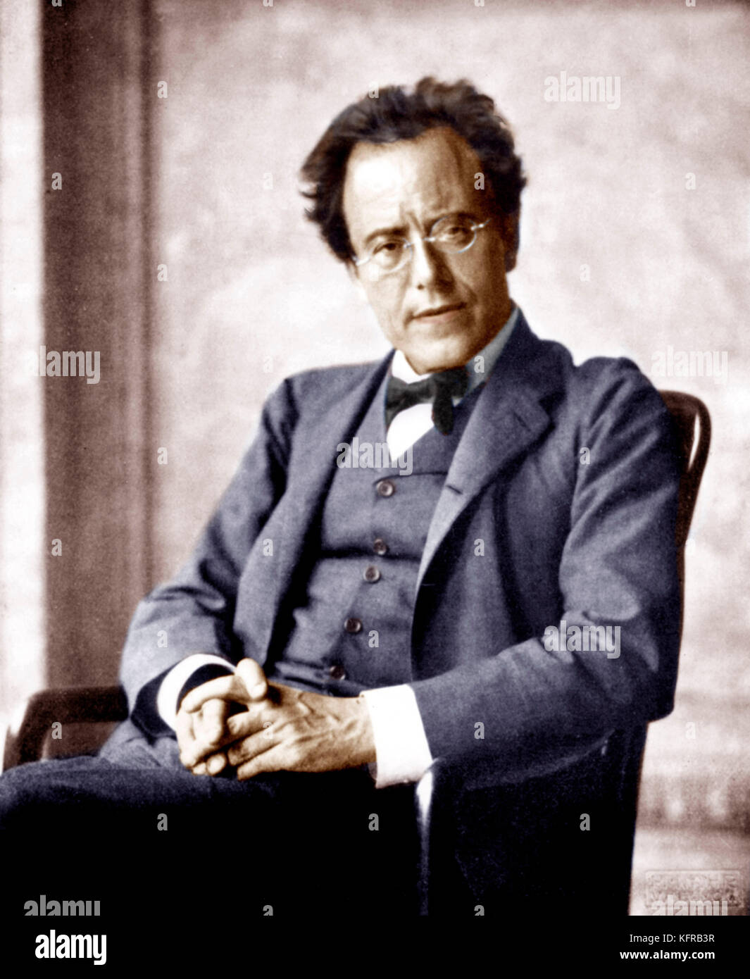 Gustav Mahler seated in loggia of Vienna Opera House 1907. Austrian
