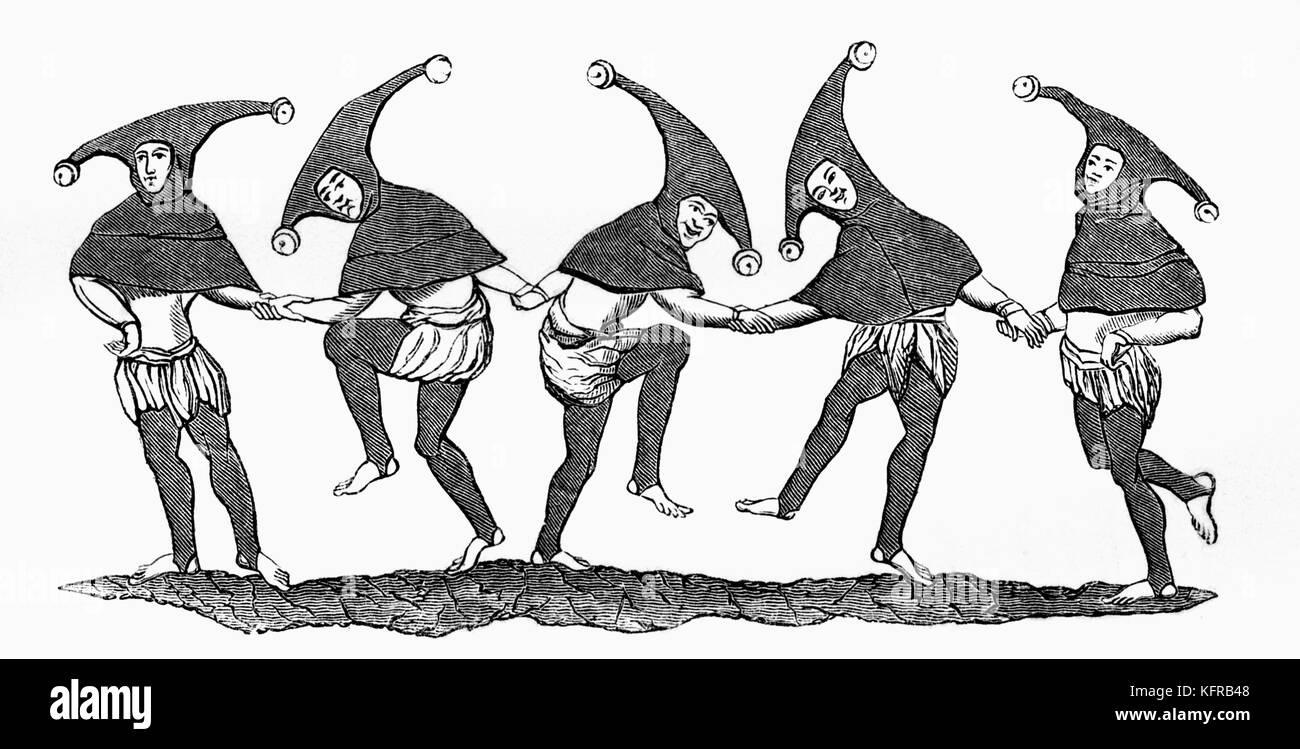 Dance of Fools from a thirteenth century manuscript. Stock Photo