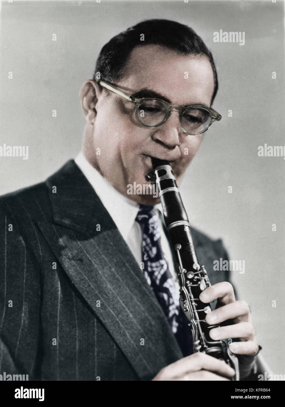 GOODMAN, Benny - playing clarinet from background on band leaders American jazz clarinettist 1909-1986 Stock Photo