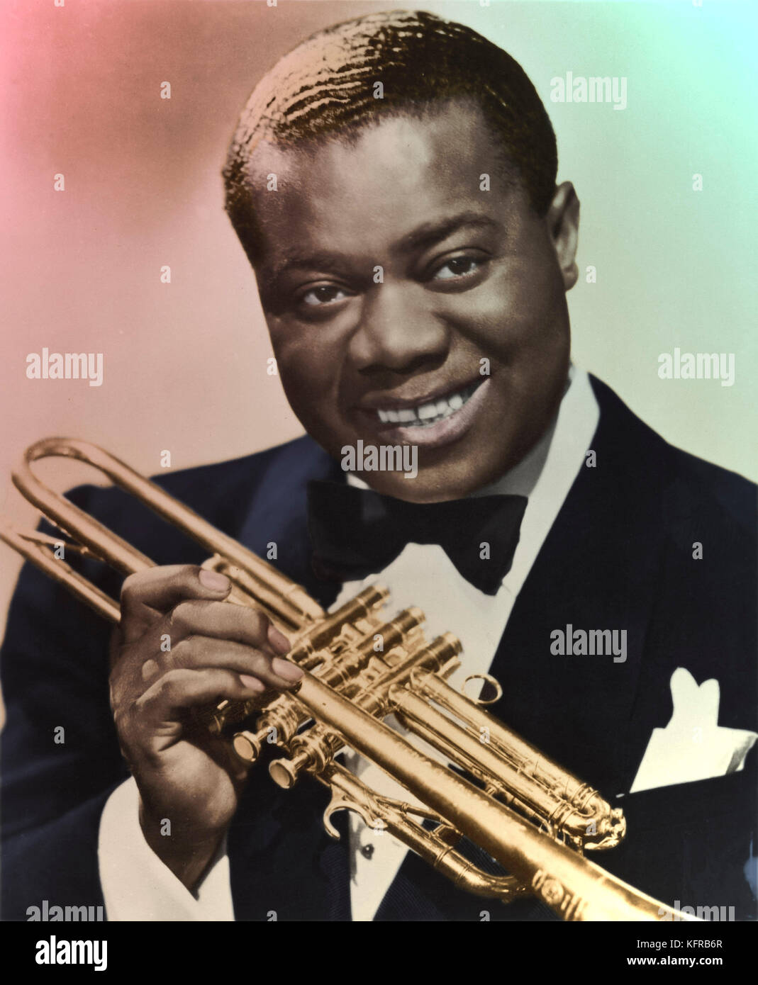 Louis Armstrong portrait with trumpet - American jazz musician July 4 Stock Photo: 164626863 - Alamy
