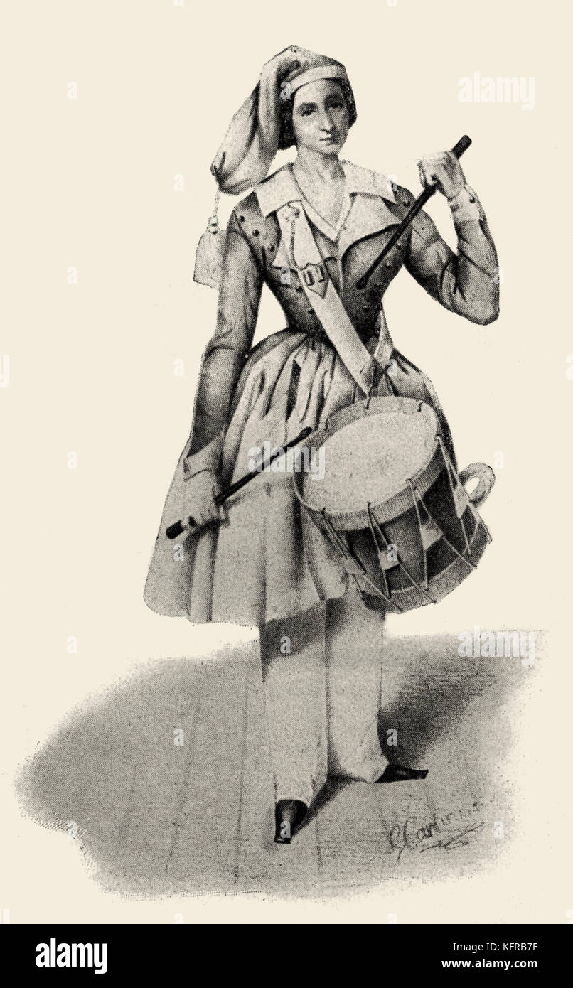 Ferninanda Carletti-Prosperi in Donizetti 's 'Daughter of the Regiment' / LaFiglia del reggimento'.  Drawing by G.Carlini. Italian composer: 29 November 1797 - 8 April 1848. Stock Photo
