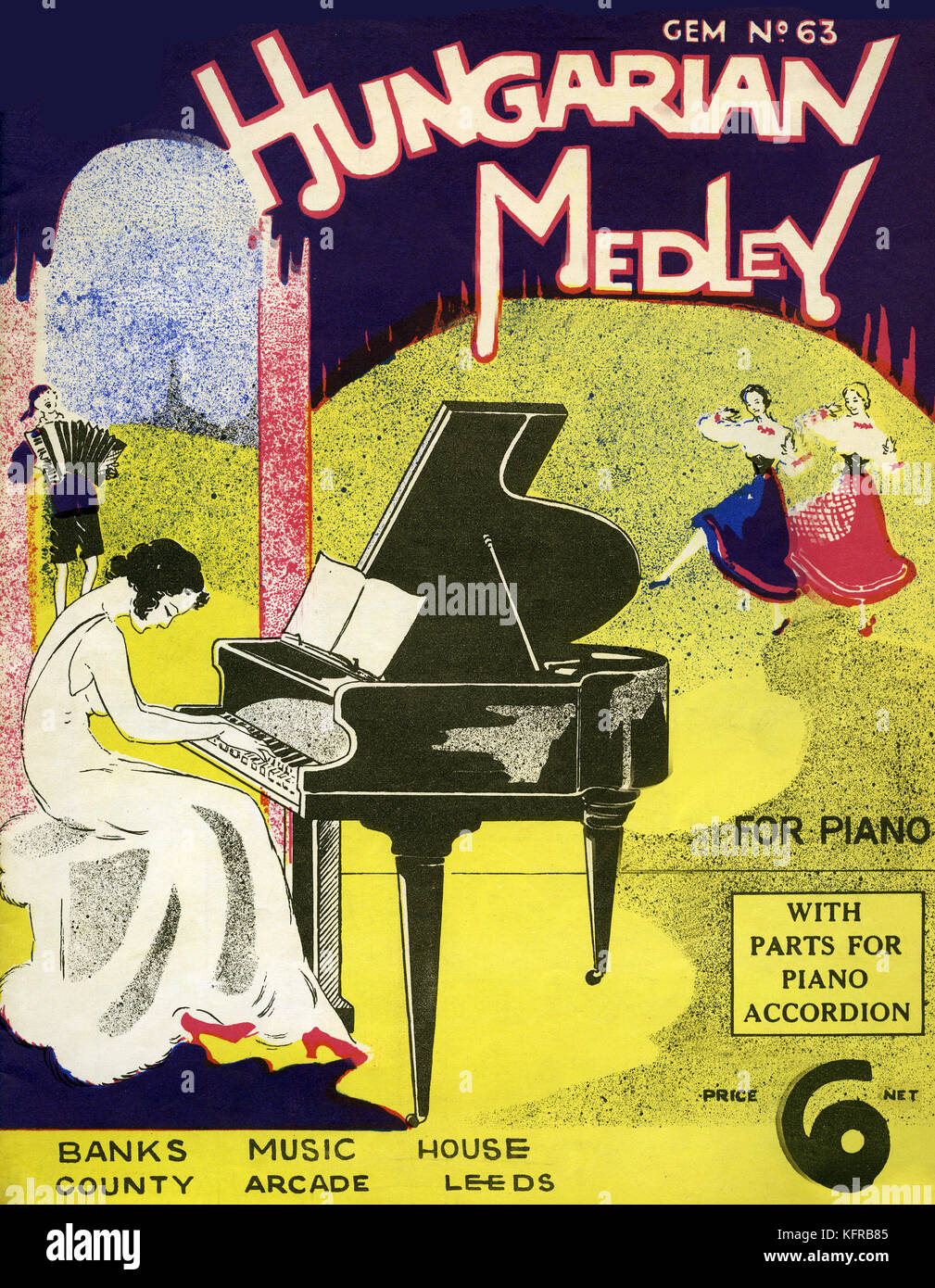 Hungarian Medley - score cover. Score arranged by E. Kershaw. Stock Photo
