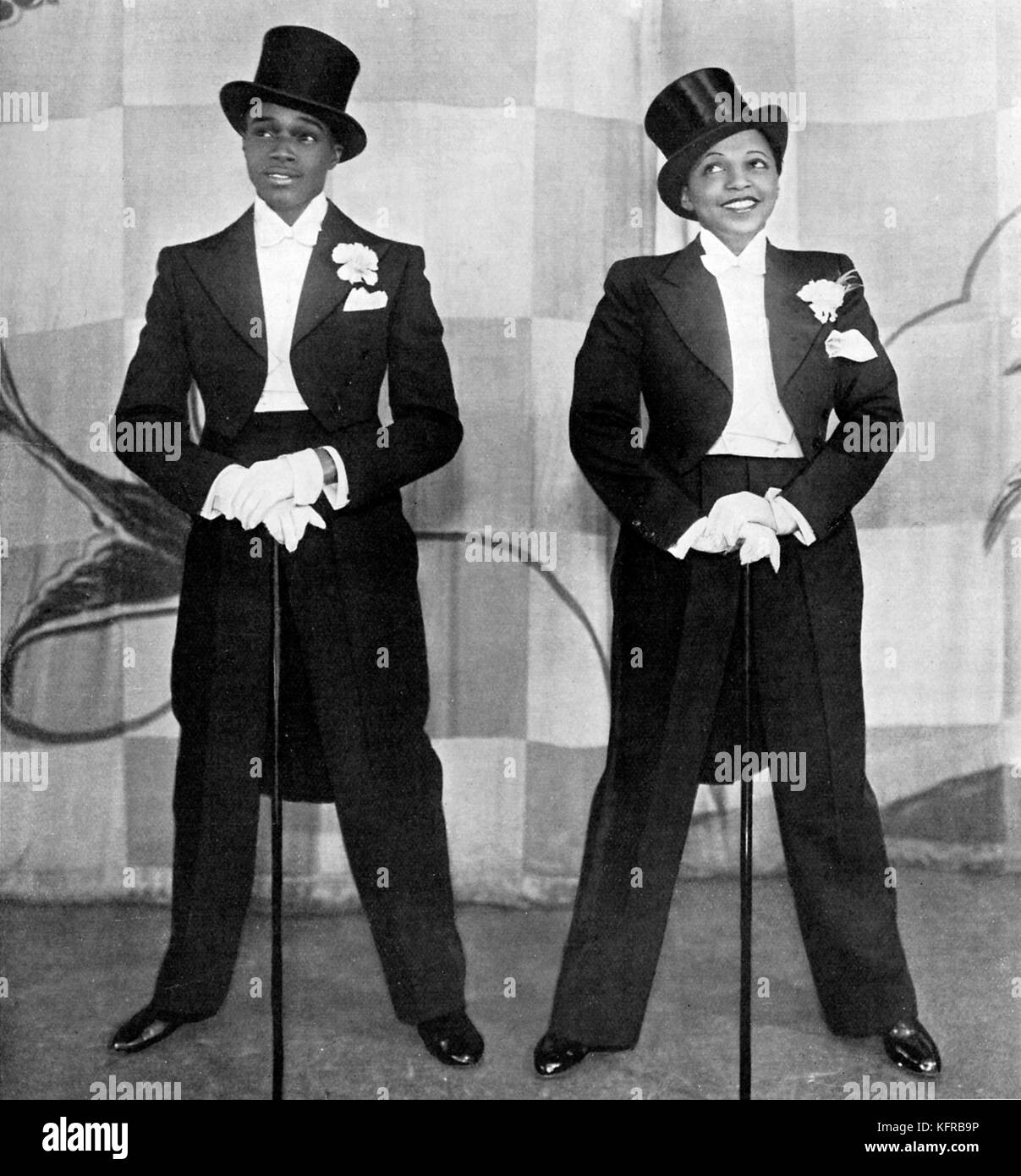 Nyas Berry (? - 1951) and Valaida Snow (2 June 1904 – 30 May 1956), in Lew Leslie's show 'Blackbirds of 1935' at the  London Coliseum, 1935. Stock Photo