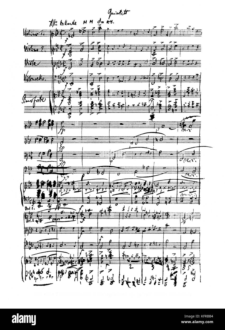 First page of Score of piano quintet opus 44 by Robert Schumann. German  composer, 8 June 1810 – 29 July 1856 Stock Photo - Alamy
