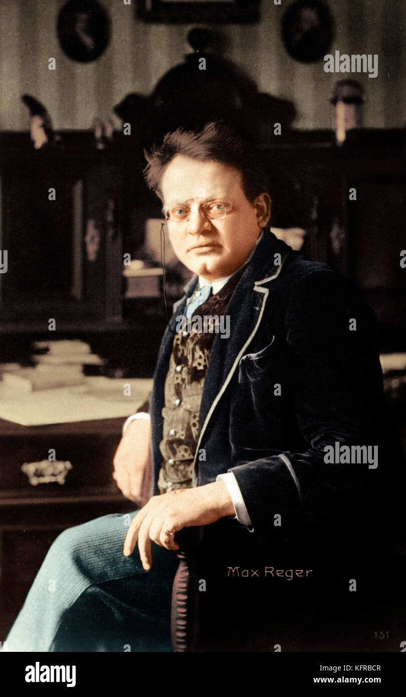 Max Reger, seated portrait. German composer, 19 March 1873 - 11 May 1916. Stock Photo