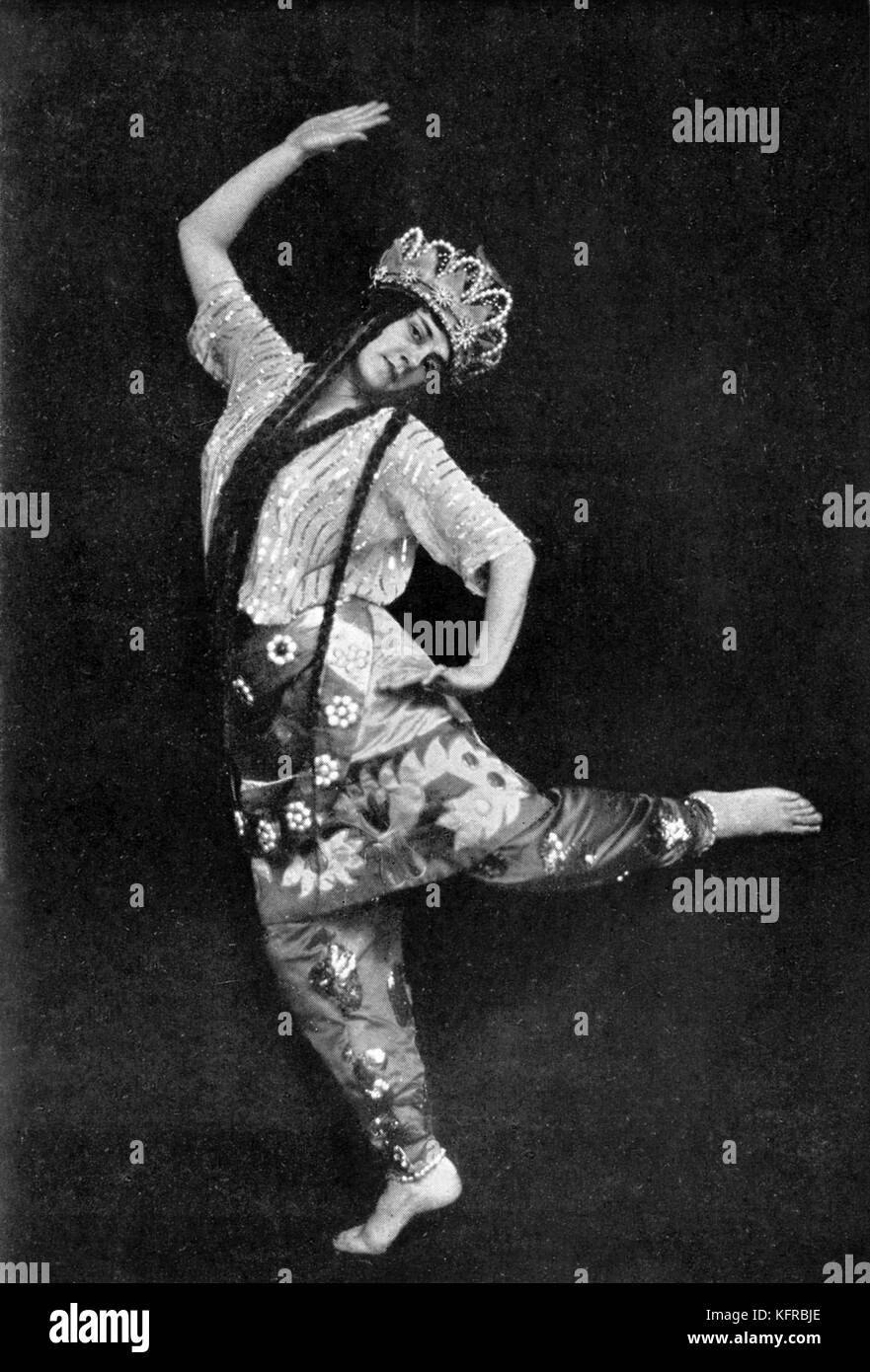 Tamara Karsavina in Le Coq d'Or by Rimsky-Korsakov. Russian ballerina, 10 March 1885 – 26 May 1978. Russian composer, 18 March 1844 - 21 June 1908. Stock Photo