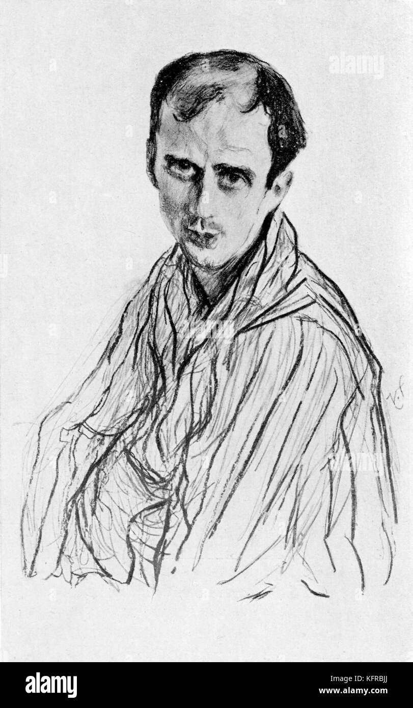 Michel Fokine, after the drawing by V Serov. MF: Russian dancer & choreographer, 25th April 1880 - 22nd August 1942 Stock Photo