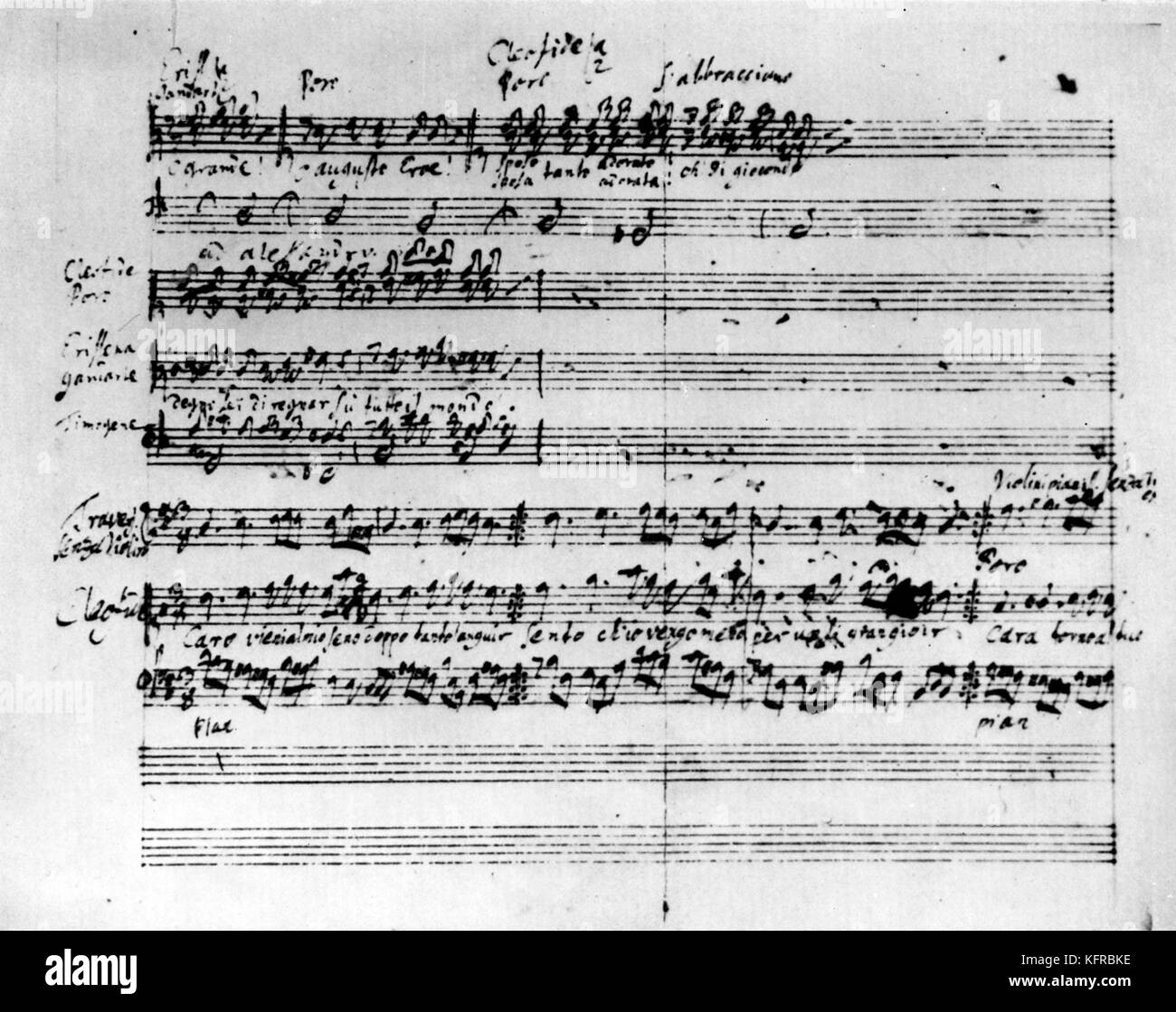 Poro - opera by Handel. Score of final scene. Handwritten. German-English composer, 23 February 1685 - 14 April 1759 Stock Photo