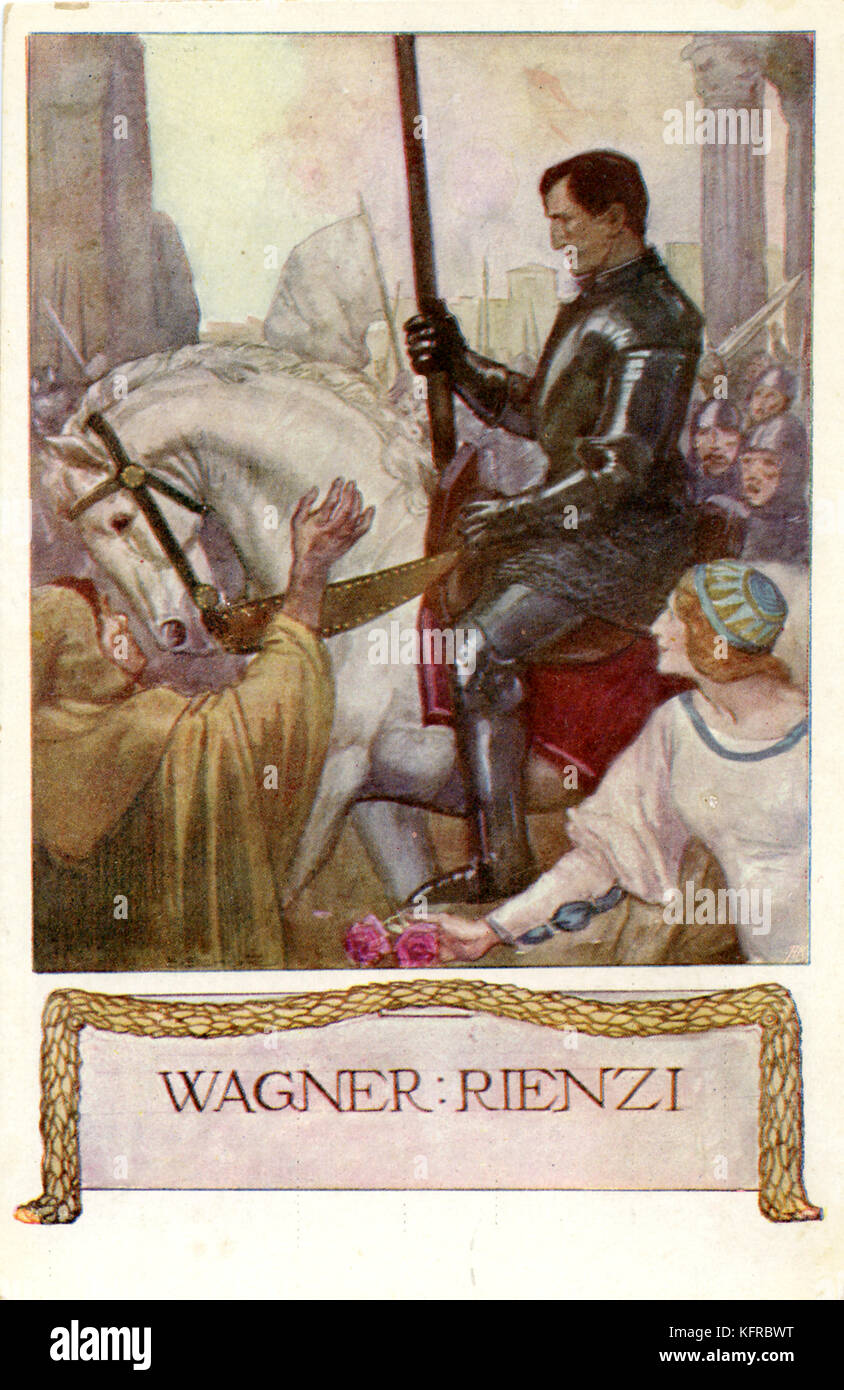 Rienzi by Wagner - illustration. Richard Wagner, German composer & author: 22 May 1813 - 13 February 1883. Opera set in 14th century Rome. Stock Photo