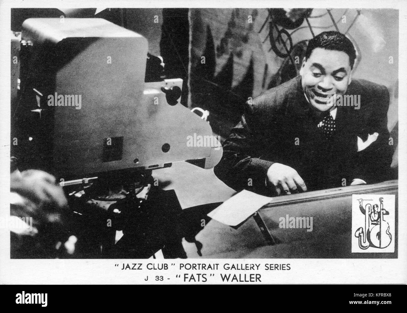 Fats Waller - portrait. Thomas Wright Waller, American jazz pianist, singer and composer: 21 May 1904 – 15 December 1943. No. 33 in the 'Jazz Club' Portrait Gallery series. Stock Photo