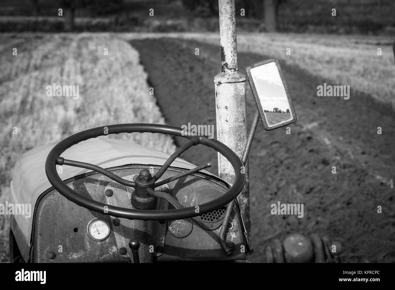 Tractors competing in Ploughing Match Stock Photo