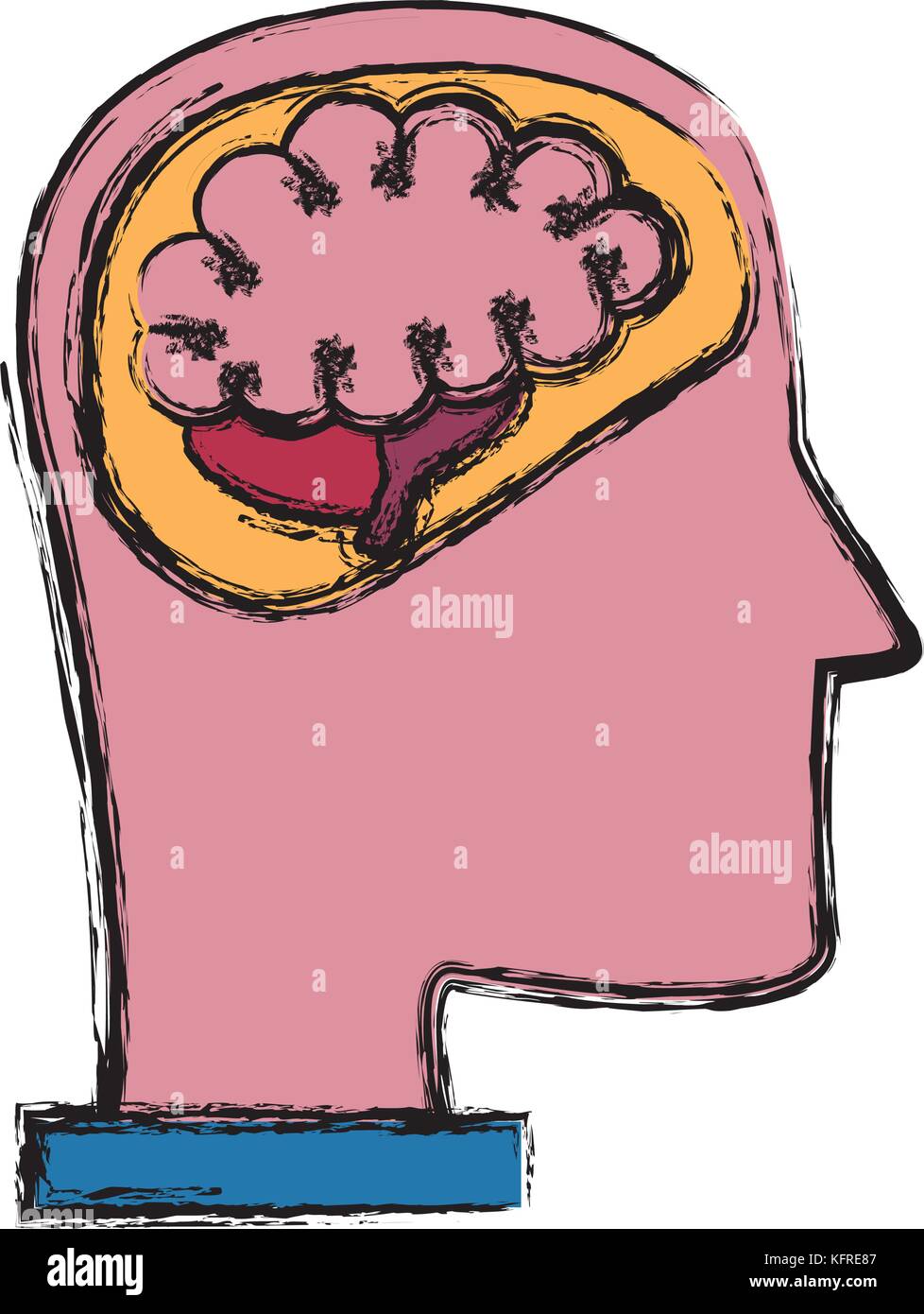 Head silhouette with brain Stock Vector Image & Art - Alamy