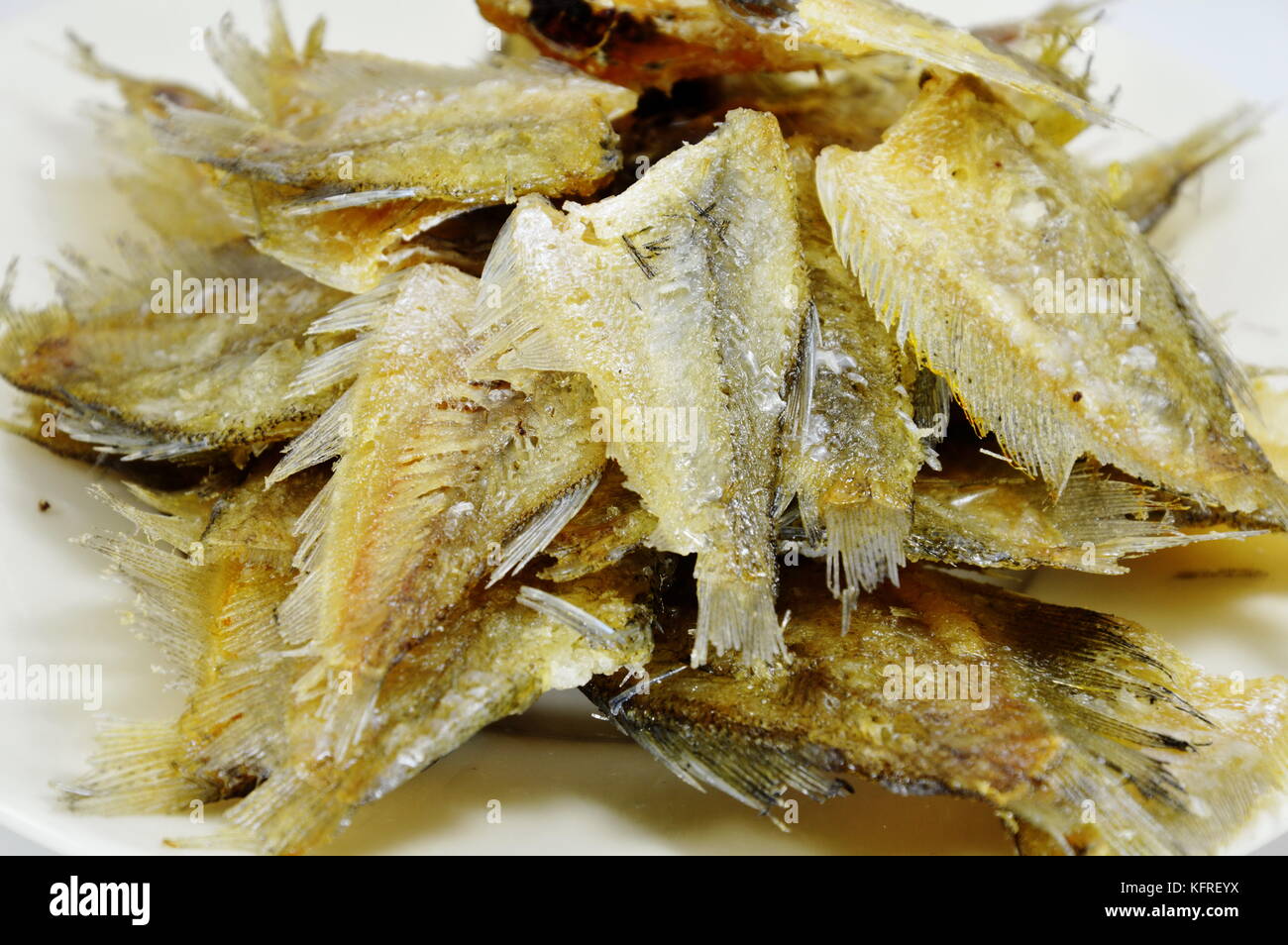 deep fired fish on dish Stock Photo
