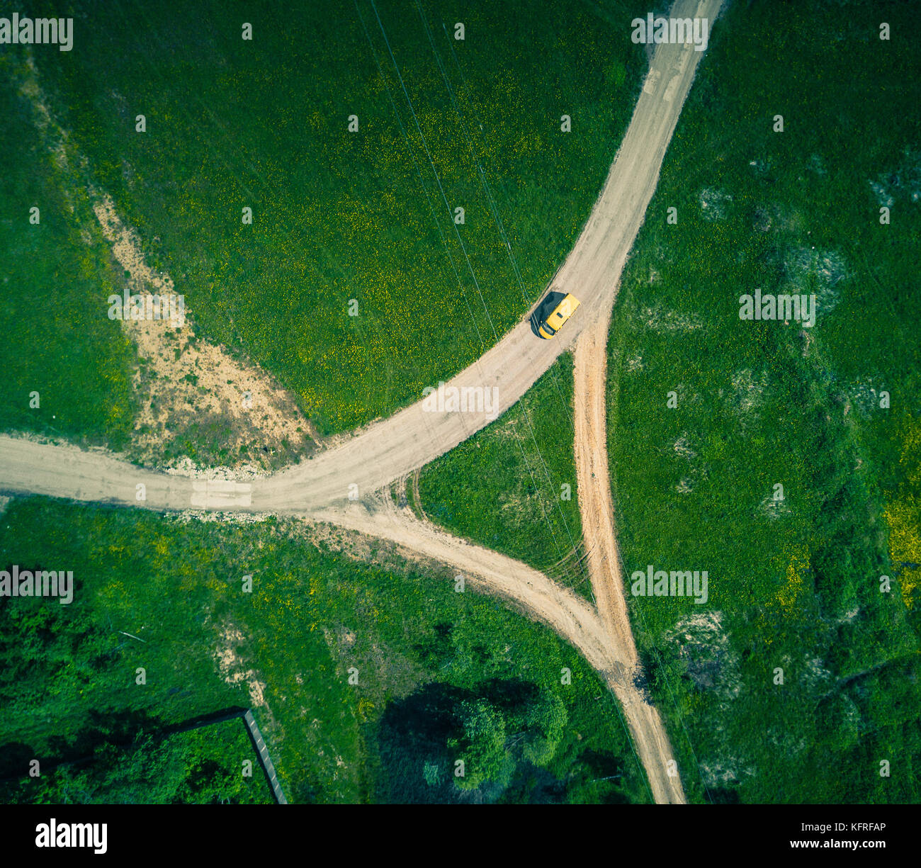 Rural roads from a bird-eye view Stock Photo