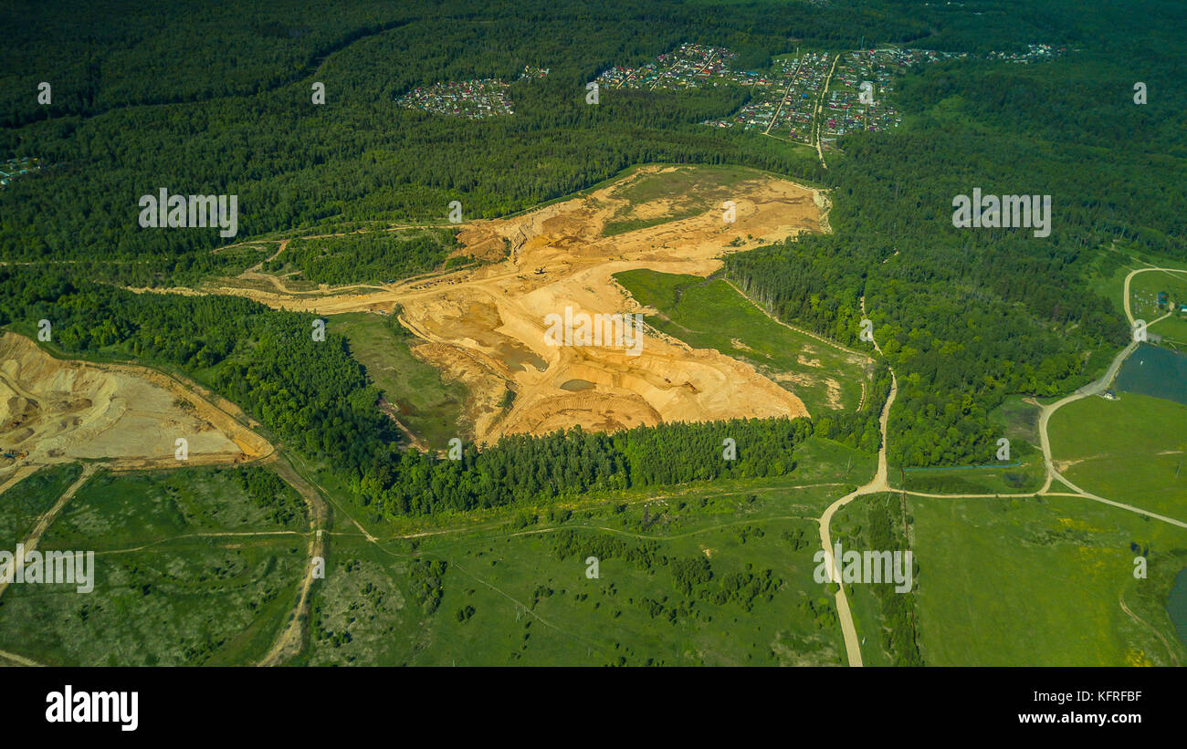 Sand pit from a bird-eye view Stock Photo