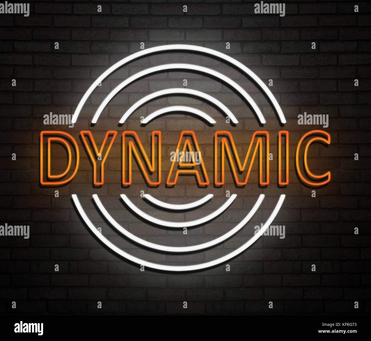 3d Illustration depicting an illuminated neon sign with a dynamic