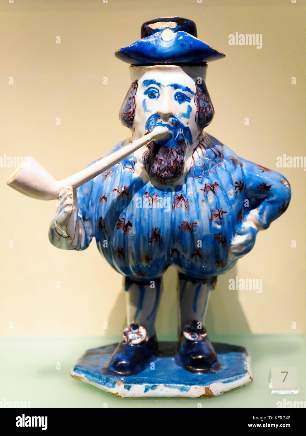 Figure of No-body No-body  with a pipe  1680-1685 Tin-glazed earthenware made in southwark or Lambeth, London Stock Photo