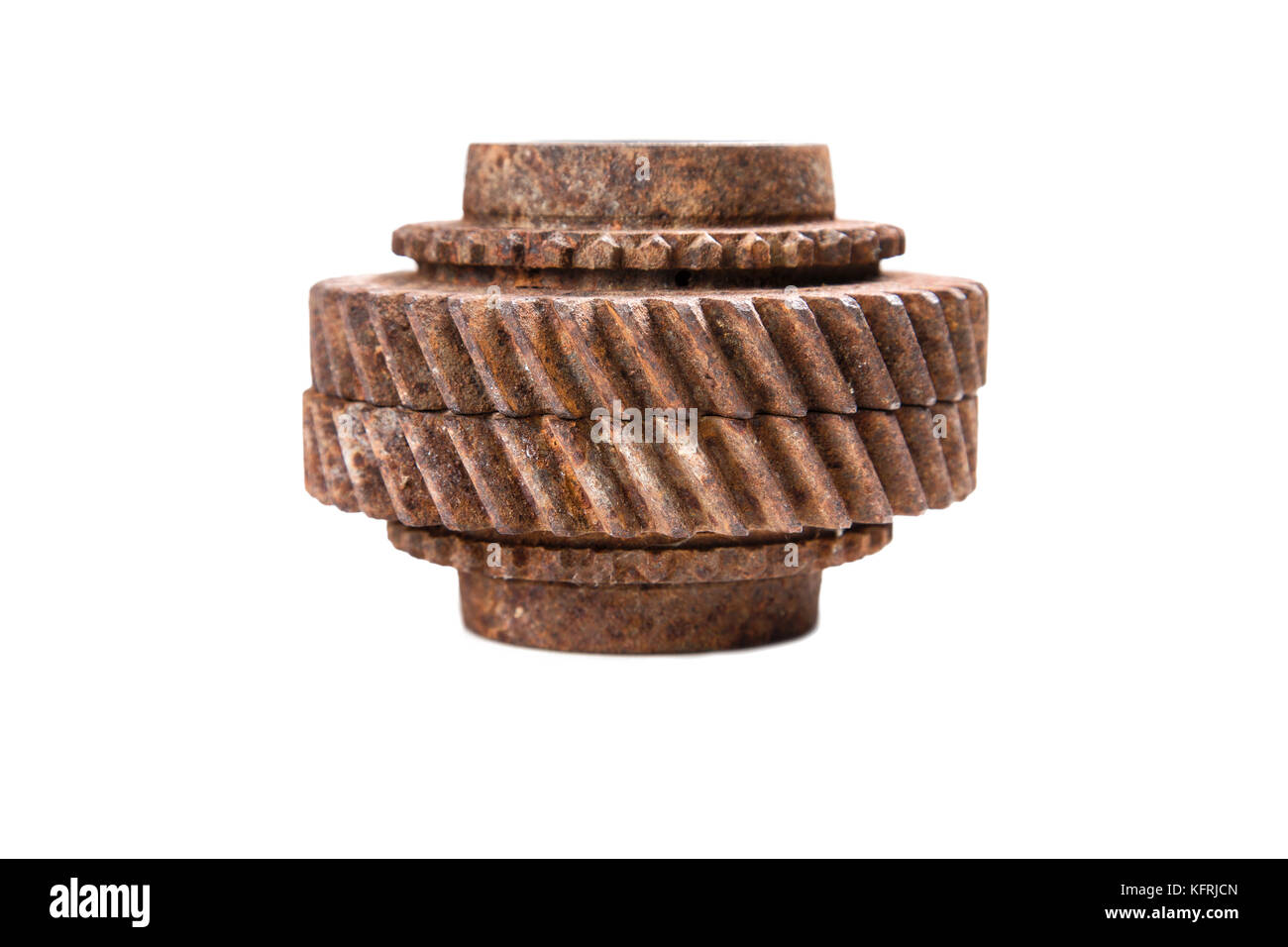 two rusty gears isolated on white background Stock Photo