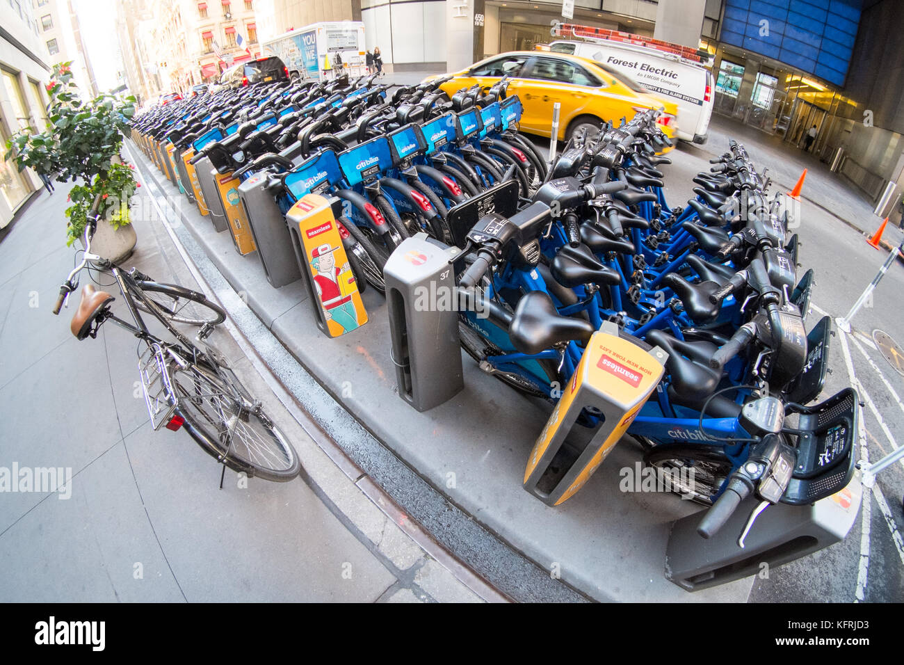 Bicycle hire station, West 52nd Street, New York City, United States of