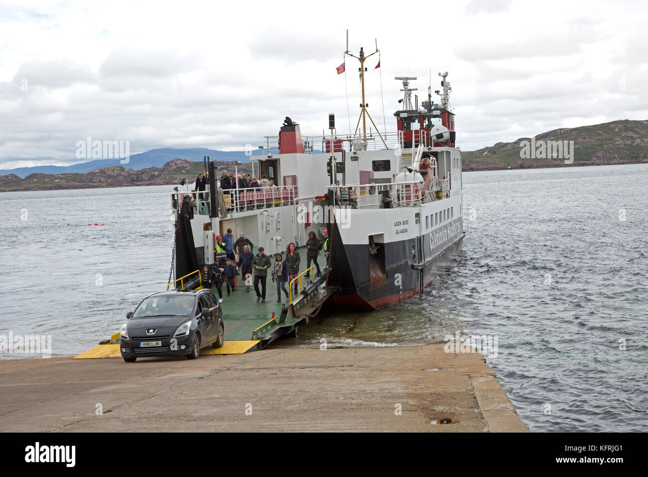 Loch Buie Caledonian MacBrayne Iona ferry arriving at Mull Scotland Stock Photo