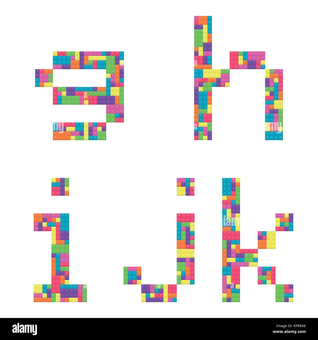 G H I J K Alphabet Lowercase Letters From Children Building Block Stock Vector Image Art Alamy