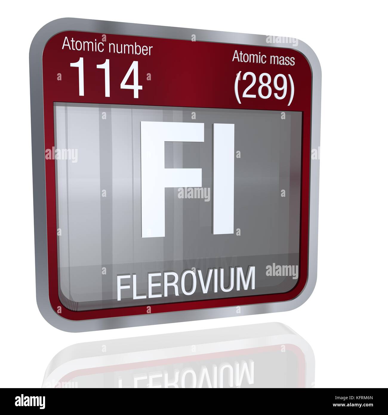 Flerovium symbol in square shape with metallic border and transparent ...