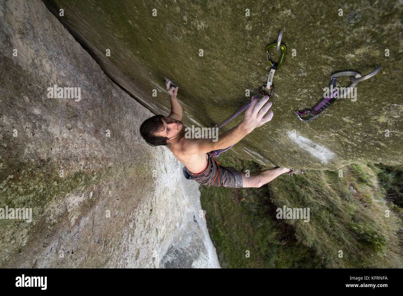 James FieldMitchell rock climbing at Froggatt Edge, North Island, New